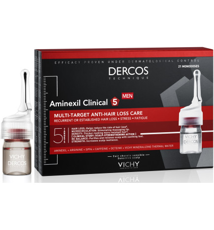 Vichy – Dercos Technique Aminexil Homme Clinical 5 traitement anti-chute, 21 × 6 ml