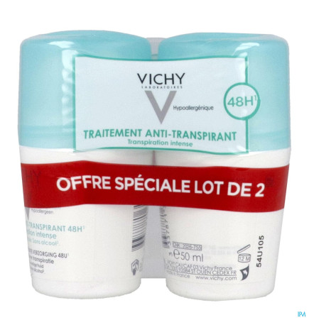Vichy – Déodorant anti-transpirant bille, 2 × 50 ml