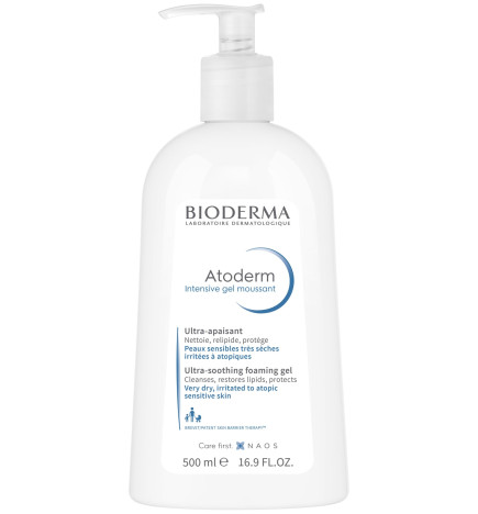 Bioderma – Atoderm Intensive gel moussant visage/corps relipidant apaisant, 500 ml
