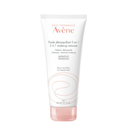AVENE – Les Essentiels Fluide démaquillant 3-en-1 sans rinçage visage, yeux et lèvres, 200 ml