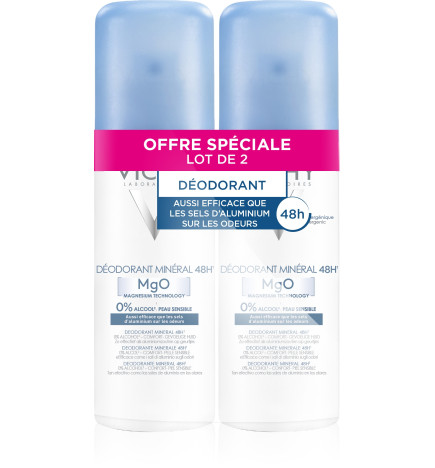 Vichy – Déodorant minéral aérosol 48 h, 2 × 125 ml