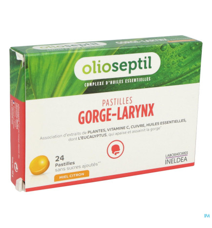 Olioseptil – Pastilles gorge-larynx miel citron, x24