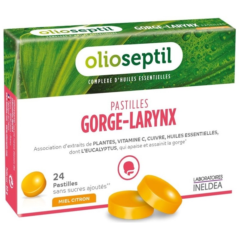 Olioseptil Pastilles Gorge-Larynx Miel Citron x 24