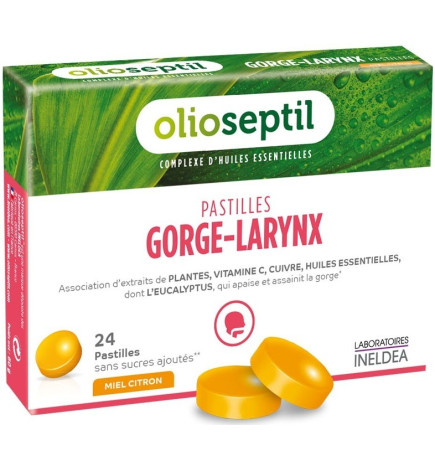 Olioseptil Pastilles Gorge-Larynx Miel Citron x 24