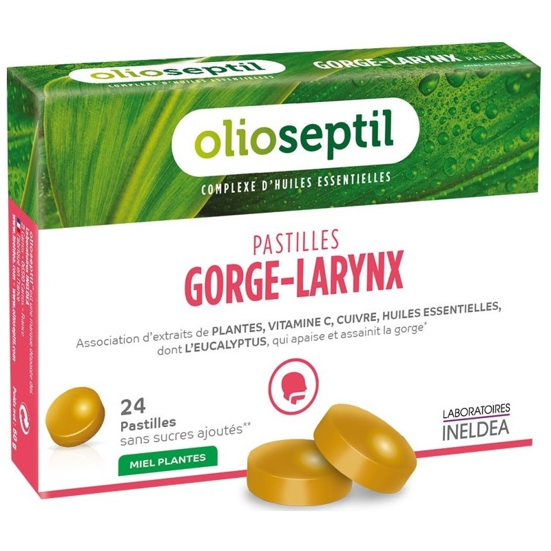 Olioseptil Pastilles Gorge-Larynx Miel Plantes x 24