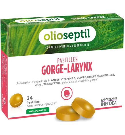 Olioseptil Pastilles Gorge-Larynx Miel Plantes x 24