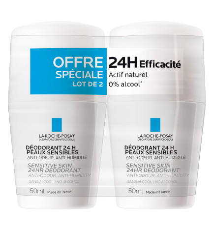 La Roche-Posay – Déodorant peaux sensibles 24 h, 2 × 50 ml