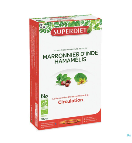 Super Diet – Circulation marronnier d’inde hamamélis bio, 20 ampoules