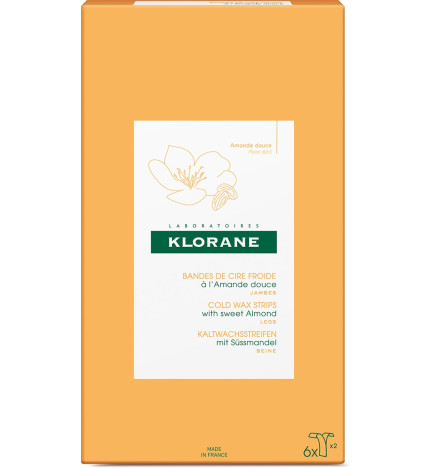 Klorane – bandes de cire froide à l’amande douce, jambes, 6 doubles bandes