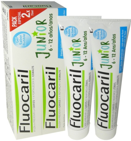 Fluocaril Dentifrice Junior 6-12 ans Gel Bubble 2 x 75 ml
