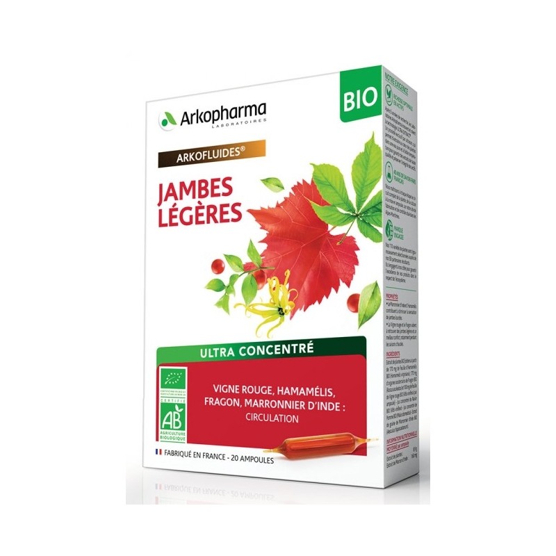 Arkopharma Arkofluides Jambes Légères Bio 20 Ampoules