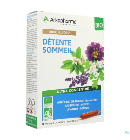 Arkofluides – Détente-sommeil bio, 20 ampoules