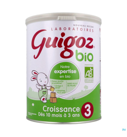 Guigoz – Lait Bio 3 Croissance 10 Mois à 3 Ans, 800 g