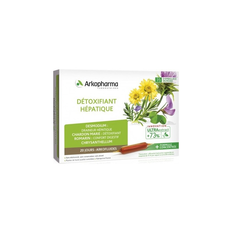 Arkofluides – Détoxifiant hépatique bio, 20 ampoules