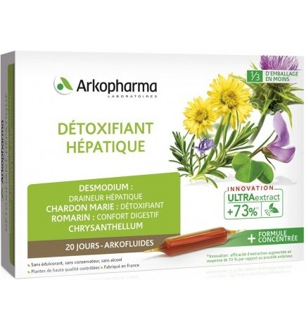 Arkofluides – Détoxifiant hépatique bio, 20 ampoules