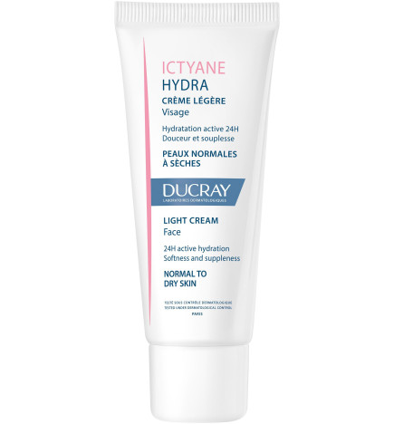 Ducray – Ictyane hydra crème légère hydratante peau sèche visage, 40 ml