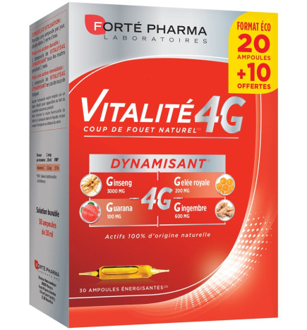 Forté Pharma Vitalité 4G Dynamisant 20 Ampoules + 10 offertes