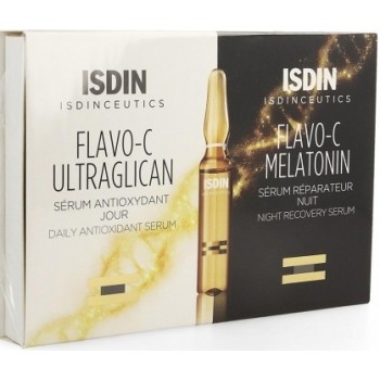 Isdin Isdinceutics Flavo-C Ultraglican Jour 2 Ampoules + Melatonin Nuit 2 Ampoules