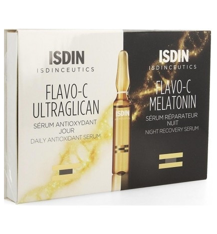 Isdin Isdinceutics Flavo-C Ultraglican Jour 2 Ampoules + Melatonin Nuit 2 Ampoules