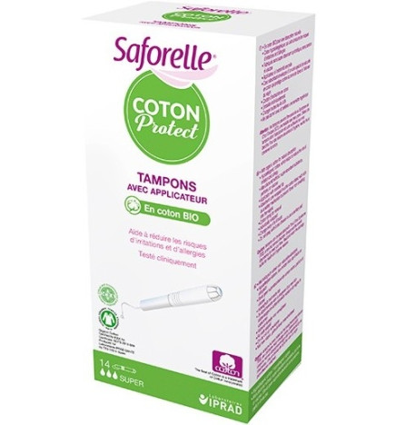 Saforelle Coton Protect Tampons Avec Applicateur Bio Super x 14
