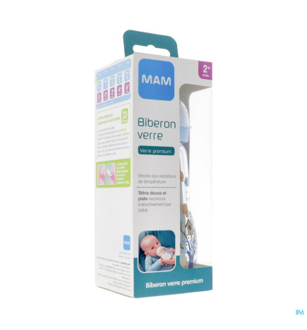 MAM – Biberon Verre 0m+ 260 ml Bleu