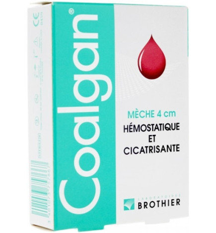 Coalgan Mèche 4 cm Hémostatique Et Cicatrisante 5 Sachets