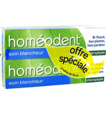 Homéodent Soin Blancheur Dentifrice Chlorophylle 2 x 75 ml