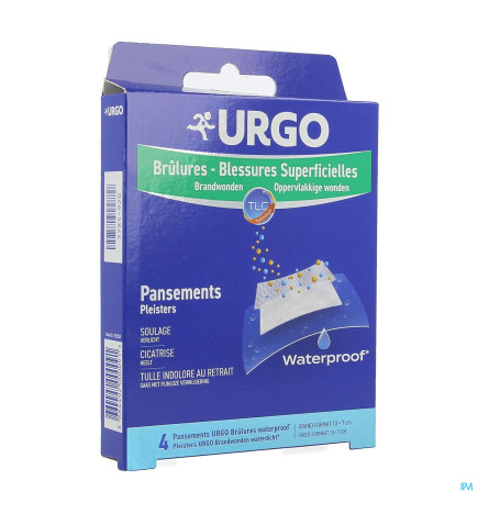 Urgo – Brûlures - blessures superficielles pansement grand format, x 4