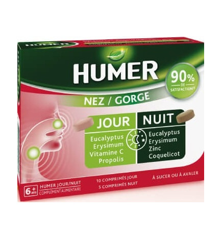Humer Nez/Gorge Jour Nuit 15 Comprimés