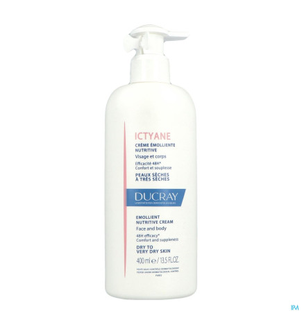 Ducray – Ictyane crème émolliente nutritive peaux sèches et très sèches, 400 ml