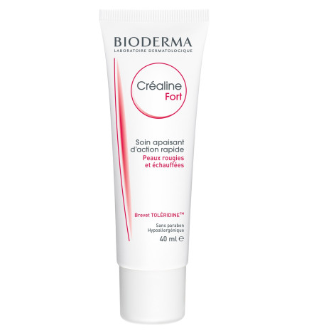 Bioderma – Créaline Fort, soin crème apaisant anti-inflammatoire visage peaux sensibles, 40 ml