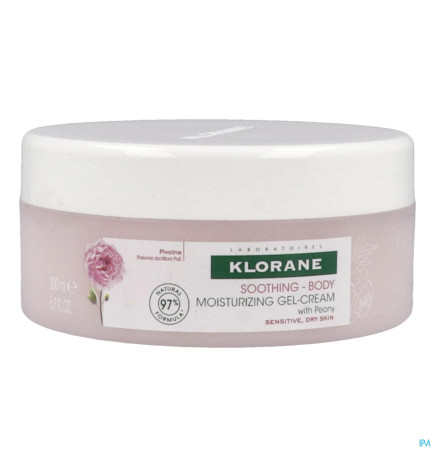 Klorane – corps gel-crème hydratant apaisant à la pivoine, peaux sensibles, 200 ml