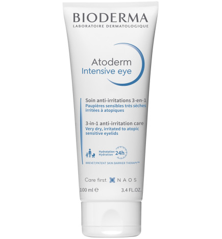Bioderma – Atoderm Intensive Eye, soin crème paupières irritées 3-en-1, 100 ml