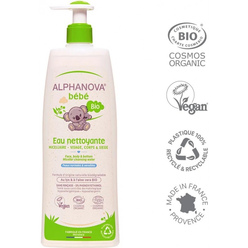 Alphanova Bébé Eau nettoyante bio toilette de bébé 500 ml