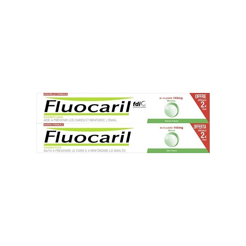 Fluocaril Dentifrice Bi-Fluoré Menthe Lot de 2 x 75ml