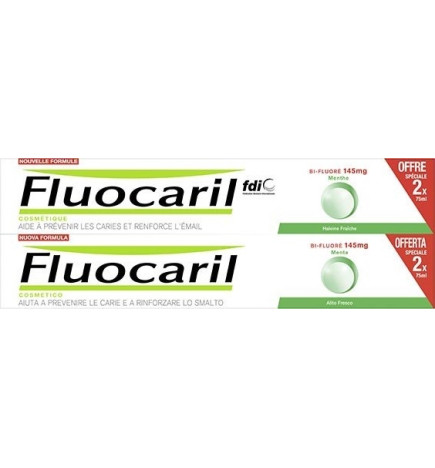 Fluocaril Dentifrice Bi-Fluoré Menthe Lot de 2 x 75ml