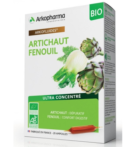 Arkopharma Arkofluides Artichaut - Fenouil BIO 20 ampoules