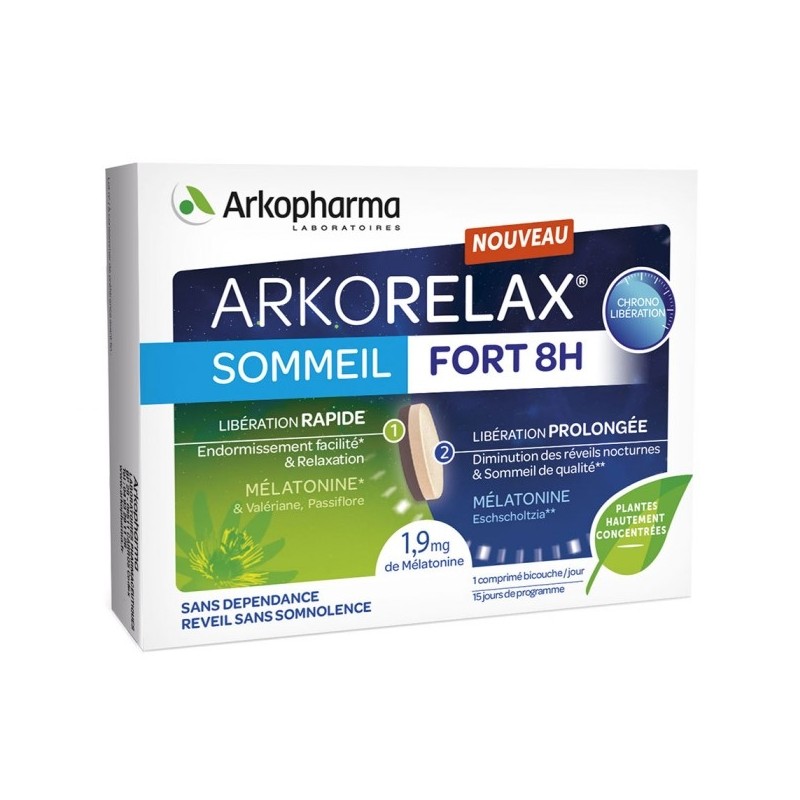 Arkopharma Arkorelax Sommeil fort 8h 15 comprimés