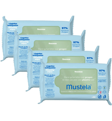 Mustela – Bébé Lingettes Nettoyantes Avocat Pack x4