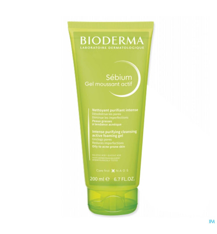 Bioderma – Sébium gel moussant actif, peaux mixtes à grasses, 200 ml