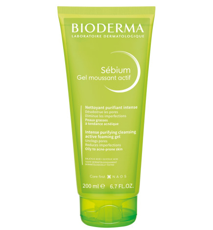 Bioderma – Sébium gel moussant actif, peaux mixtes à grasses, 200 ml