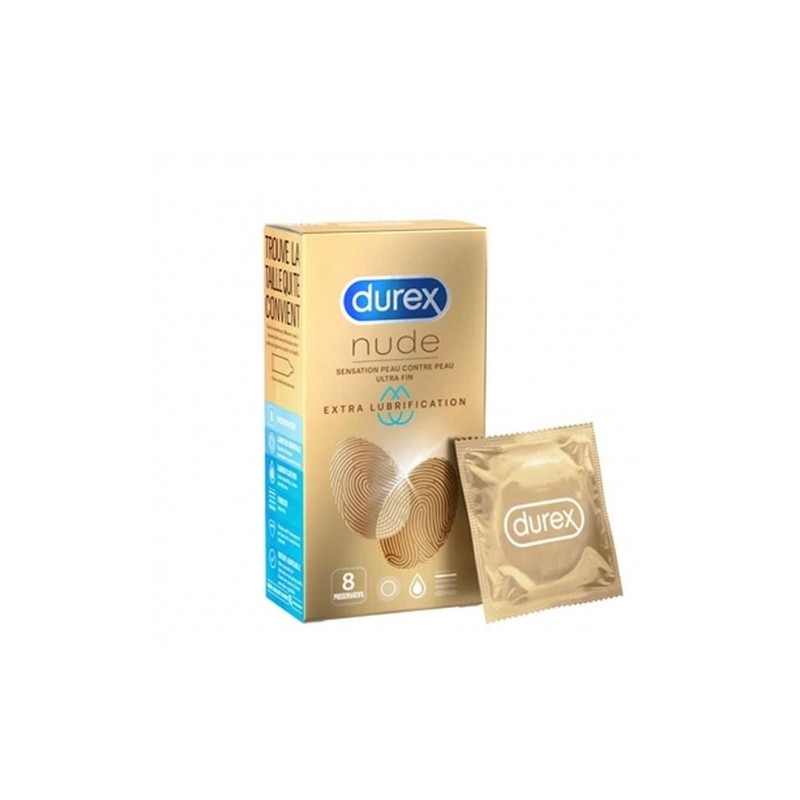 DUREX NUDE EXTRA LUBRIFIE x 8