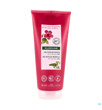 Klorane – douche gel fleur d’hibiscus au beurre de cupuaçu bio, tous types de peaux, 200 ml