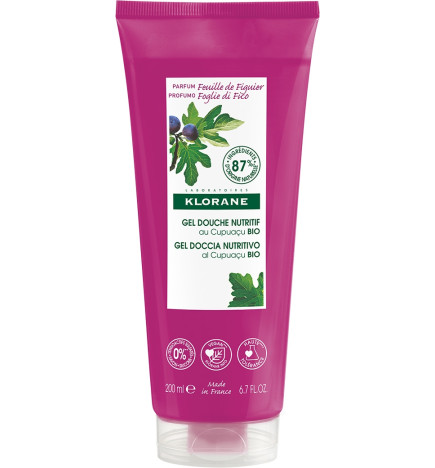 Klorane – douche gel feuille de figuier au beurre de cupuaçu bio, tous types de peaux, 200 ml