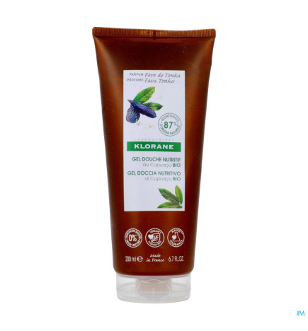 Klorane – douche gel fève de tonka au beurre de cupuaçu bio, tous types de peaux, 200 ml