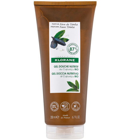 Klorane – douche gel fève de tonka au beurre de cupuaçu bio, tous types de peaux, 200 ml