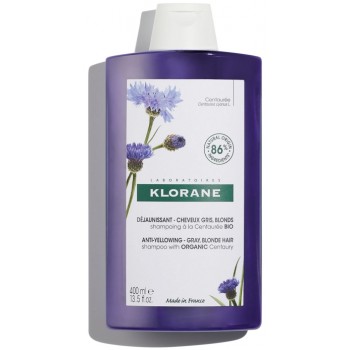 Klorane Shampoing Centaurée Bio Déjaunissant - Cheveux Gris, Blond 400 ml