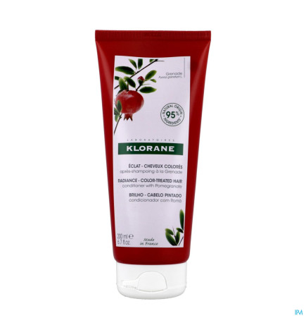 Klorane – grenade après-shampoing éclat à la grenade, cheveux colorés, 200 ml