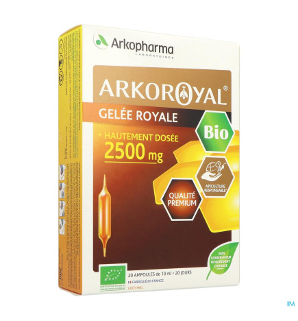 Arkoroyal – Gelée royale bio 2500 mg, 20 ampoules