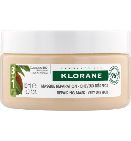 Klorane – cupuaçu masque nutritif & réparateur 3-en-1, beurre de cupuaçu bio, cheveux très secs, 150 ml